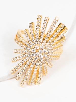 Gold & Silver Rhinestone Starburst Adjustable Ring