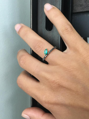 Defne Pavé Ring | Emerald With Black Diamonds