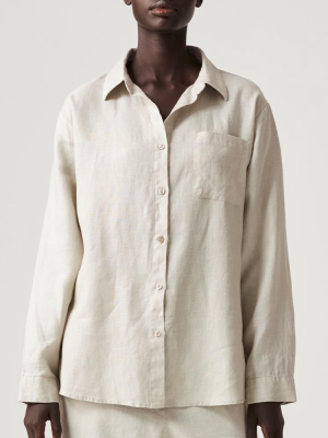 100% Linen Shirt In Dove Grey