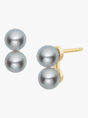 Yellow Gold Pearl Stud Earrings