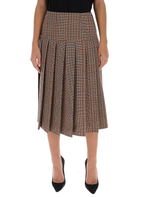 Prada Houndstooth Pleated Skirt