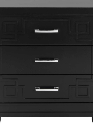 Randy 3 Drawer Greek Key Nightstand Black