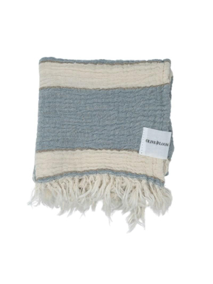 Stripe Washcloth: Blue/toffee