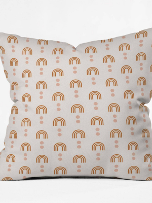 16"x16" Little Arrrow Design Co Aria Orange Geometric Rainbows Throw Pillow Orange - Deny Designs