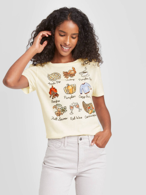 Women's Thanksgiving Short Sleeve Graphic T-shirt - Ivory