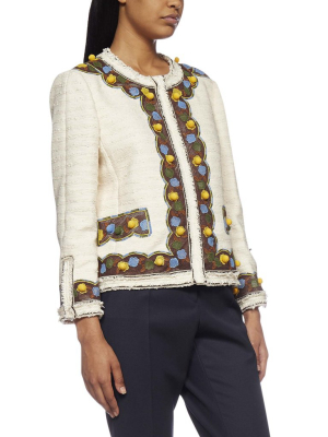 Tory Burch Floral Lace Crewneck Jacket