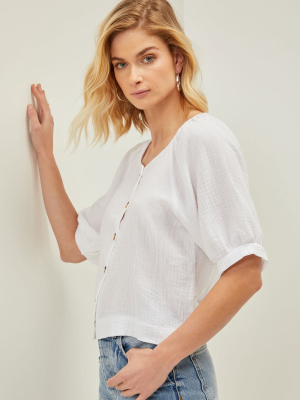 Gauze Puff Sleeve Top