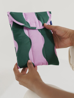 Puffy Tablet Sleeve 8" - Pink And Green Wavy Stripe