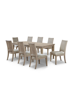 9pc Edgewater Transitional Dining Table Dining Set Natural Tone/beige - Homes: Inside + Out