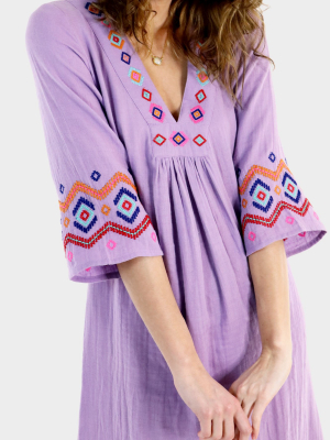 Ali Embroidered Dress | Lilac/ Multi