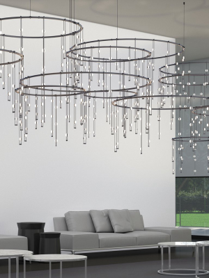 Suspenders Horizontal Ring Matrix Multi Light Pendant Light With Crystal Ladder Luminaires