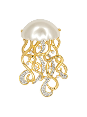 Gold & Pearl Jellyfish Pin