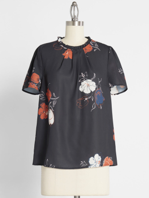 Fancied Flair Cap Sleeve Blouse