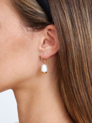 Gold Dipped Pearl Drop Earrings