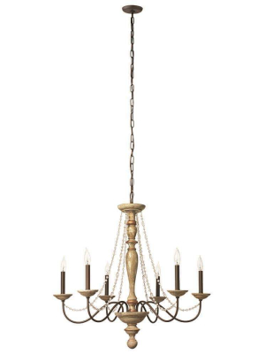 Jamie Young Maybel Chandelier In Washed Wood And Crystal