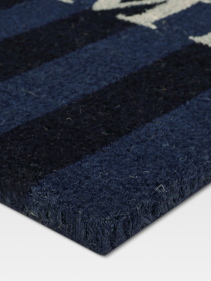 23" X 35" Welcome Outdoor Doormat Blue Stripe - Threshold™