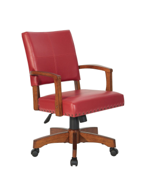 Deluxe Wood Bankers Chair Faux Leather - Osp Home Furnishings