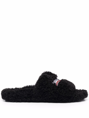 Balenciaga Logo Furry Slides