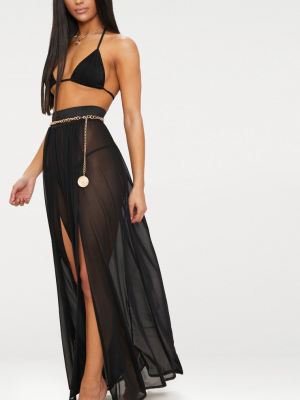 Minah Black Mesh Maxi Skirt