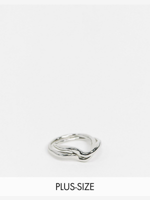 Designb London Curve Interlocking Ring In Silver