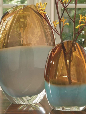 Global Views Oval Vase-pistachio Amber