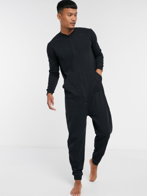 Asos Design Onesie In Soft Jersey In Black