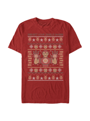 Men's Marvel Ugly Christmas Iron Man T-shirt