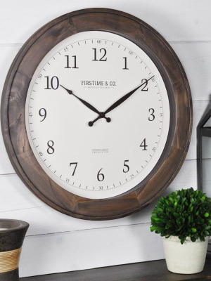 16" Barnes Wall Clock Rustic Brown - Firstime