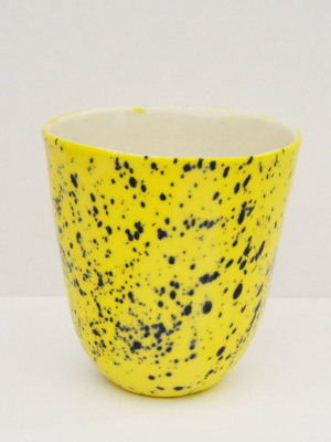 Porcelain Splatter Handless Mug Sunflower & Ink