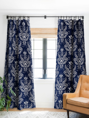 Marta Barragan Camarasa Pattern Indigo Watercolor Single Panel Blackout Window Curtain By Deny Designs.