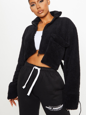 Black Borg Cropped Zip Sweatshirt