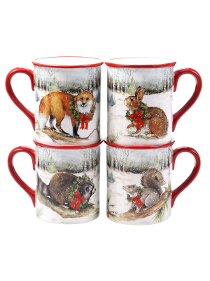 16oz 4pk Earthenware Winter Forest Mugs - Certified International