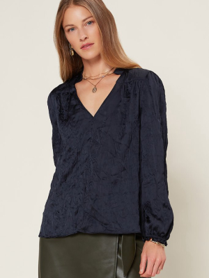 Crinkle Split V Neck Blouse