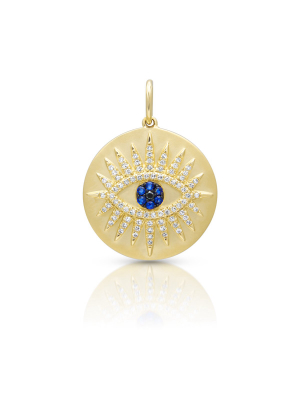 14kt Yellow Gold Diamond Sapphire Evil Eye Celestia Charm Pendant