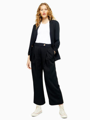 Black Colored Crop Wide Pants