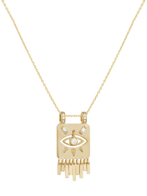 Small Gold Plate & Dangling Eye Necklace