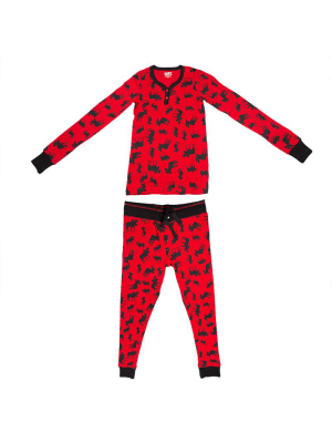 Kid's Moose Print Pajama Set