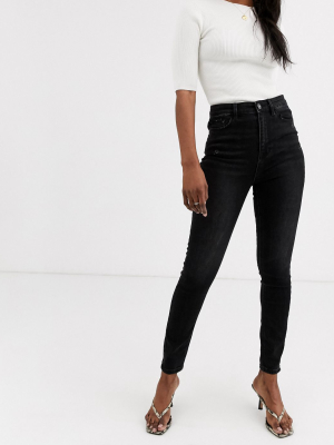 Stradivarius Super High Waist Skinny Jean In Black