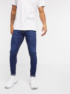 Pull&bear Super Skinny Jeans In Dark Blue