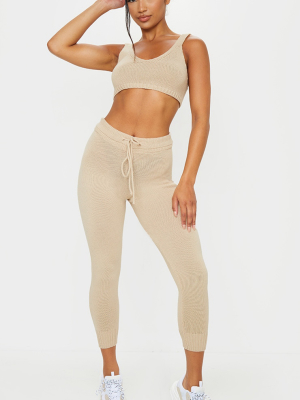 Stone Knitted Bralet And Jogger Set