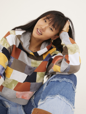 Uo Coleman Patchwork Hoodie Sweatshirt