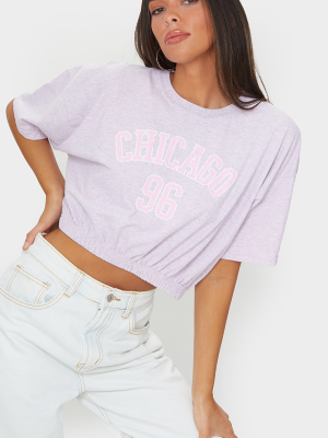 Pink Chicago 96 Slogan Elastic Hem T Shirt