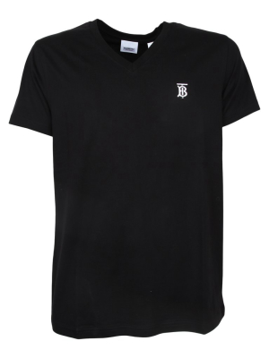 Burberry Monogram Logo Embroidered T-shirt