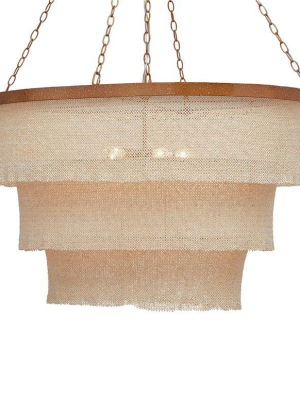 Patricia Chandelier Oval Natural Coco Beads And Gold Metal
