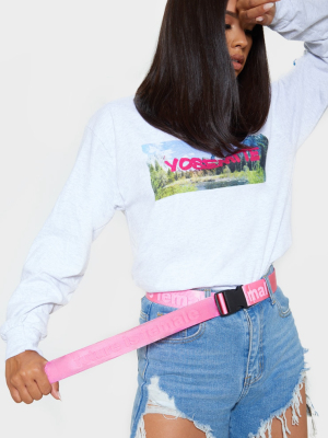 Pink Tonal The Future Is Female Slogan Tape Belt