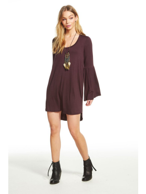 Cool Jersey Flared Sleeve Scoop Neck Hi-lo Dress