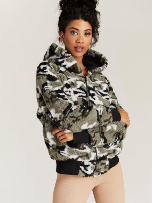 Strut This Abby Jacket Camo Sherpa