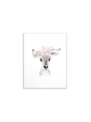 12.5"x0.5"x18.5" Sketched Fluffy Deer Flowers Oversized Wall Plaque Art - Stupell Industries