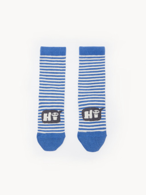 Bonnie Mob Poons Stripe Short Socks - Blue