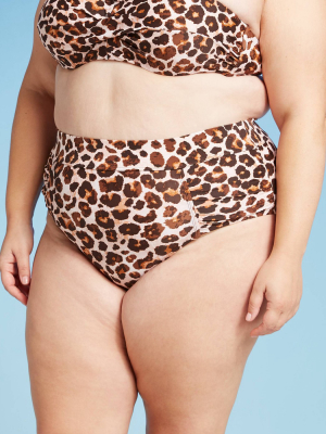 Women's Plus Size Shirred Side High Waist Bikini Bottom - Kona Sol™